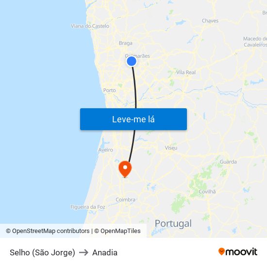 Selho (São Jorge) to Anadia map