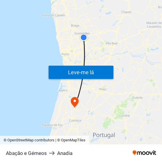 Abação e Gémeos to Anadia map