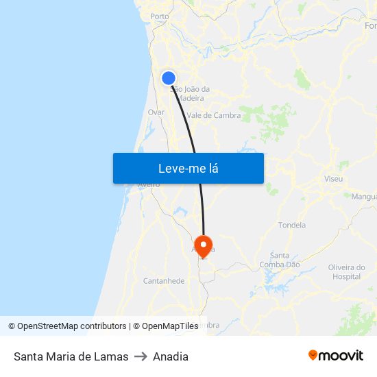 Santa Maria de Lamas to Anadia map