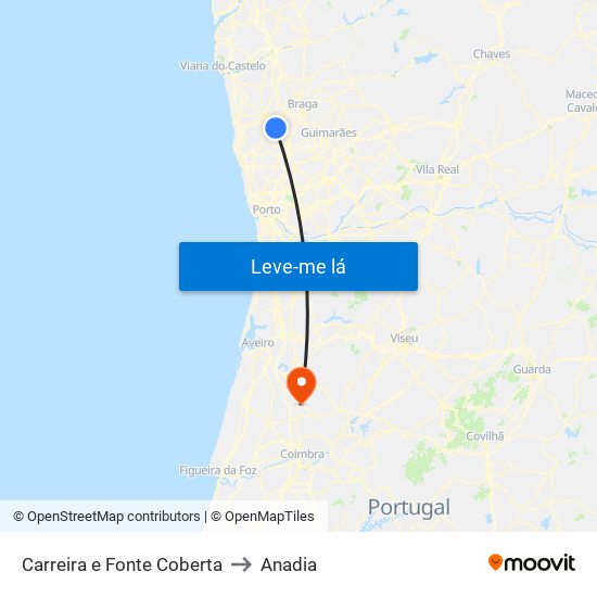 Carreira e Fonte Coberta to Anadia map