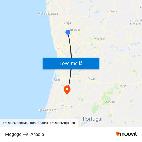 Mogege to Anadia map