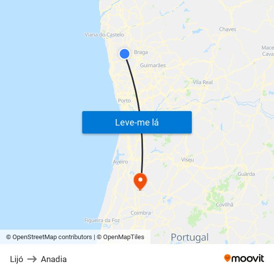 Lijó to Anadia map