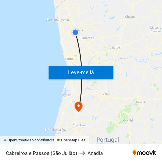 Cabreiros e Passos (São Julião) to Anadia map