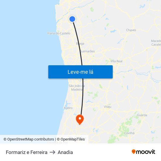 Formariz e Ferreira to Anadia map