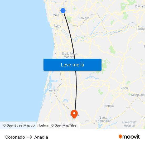 Coronado to Anadia map