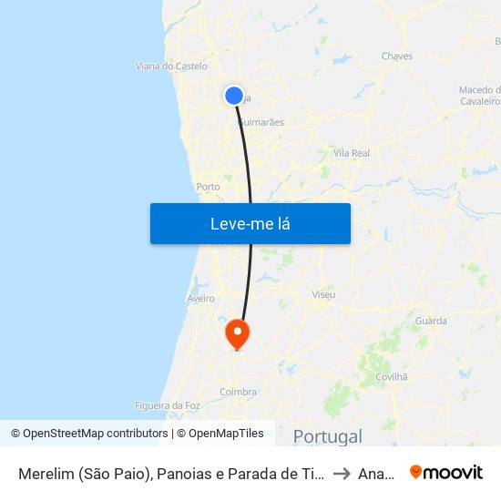 Merelim (São Paio), Panoias e Parada de Tibães to Anadia map