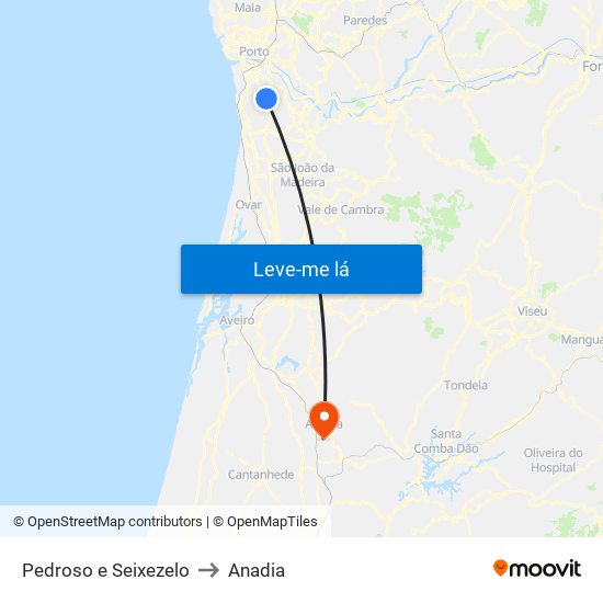 Pedroso e Seixezelo to Anadia map
