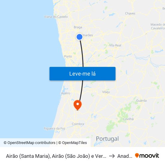 Airão (Santa Maria), Airão (São João) e Vermil to Anadia map