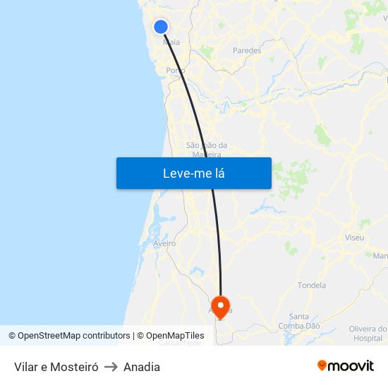 Vilar e Mosteiró to Anadia map