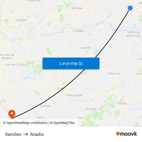Samões to Anadia map