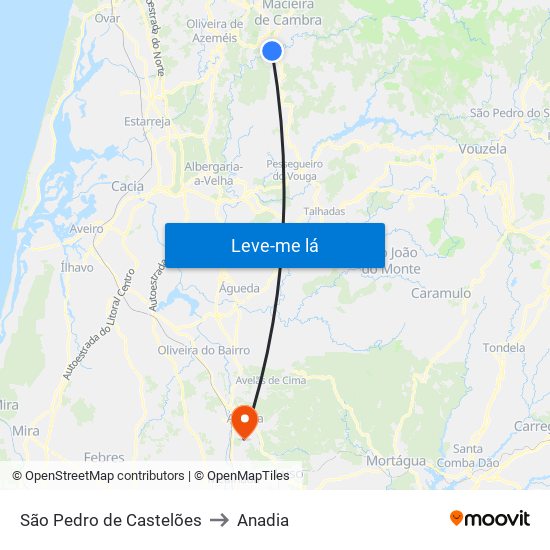 São Pedro de Castelões to Anadia map