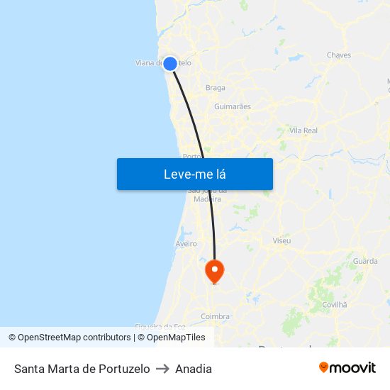 Santa Marta de Portuzelo to Anadia map