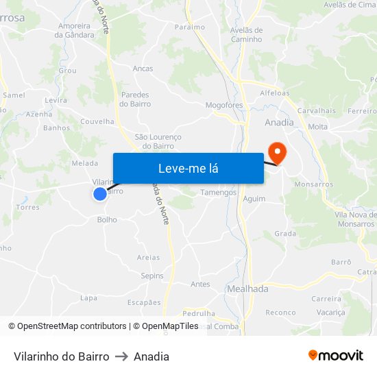 Vilarinho do Bairro to Anadia map