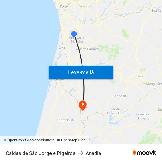 Caldas de São Jorge e Pigeiros to Anadia map