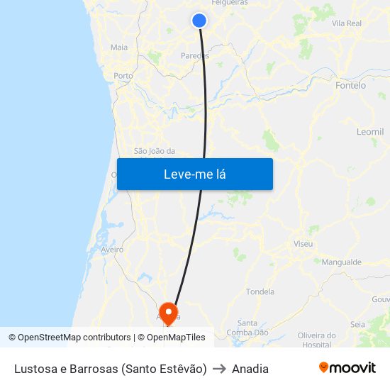Lustosa e Barrosas (Santo Estêvão) to Anadia map