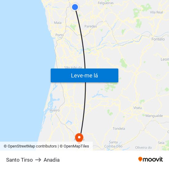 Santo Tirso to Anadia map