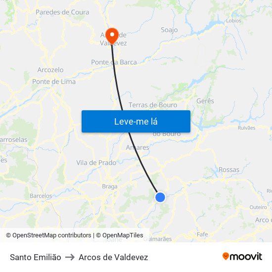 Santo Emilião to Arcos de Valdevez map