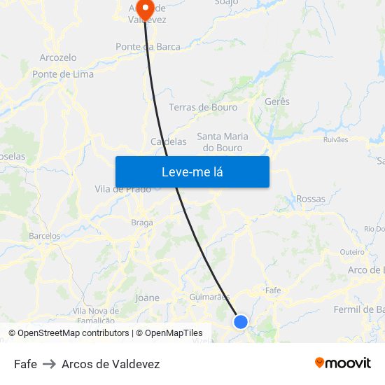 Fafe to Arcos de Valdevez map