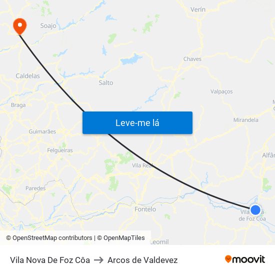 Vila Nova De Foz Côa to Arcos de Valdevez map