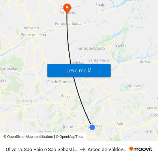 Oliveira, São Paio e São Sebastião to Arcos de Valdevez map