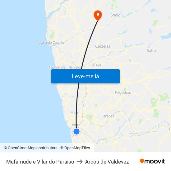 Mafamude e Vilar do Paraíso to Arcos de Valdevez map