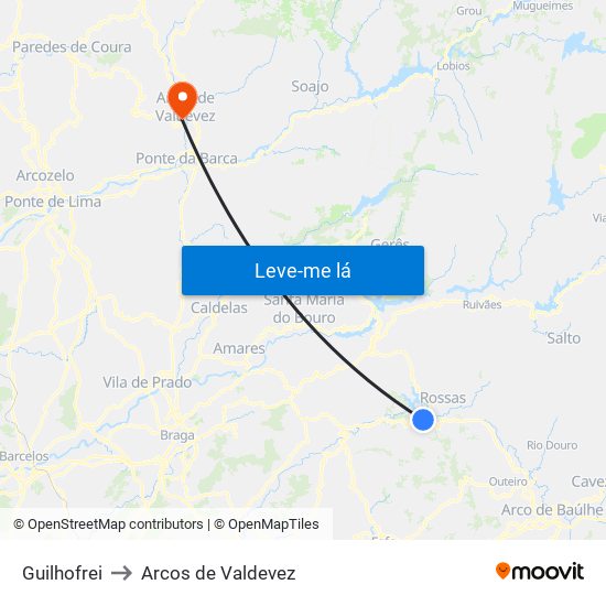 Guilhofrei to Arcos de Valdevez map
