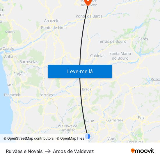 Ruivães e Novais to Arcos de Valdevez map