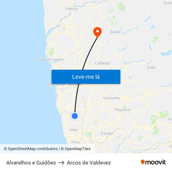 Alvarelhos e Guidões to Arcos de Valdevez map