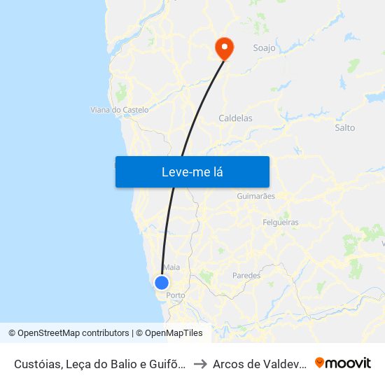 Custóias, Leça do Balio e Guifões to Arcos de Valdevez map