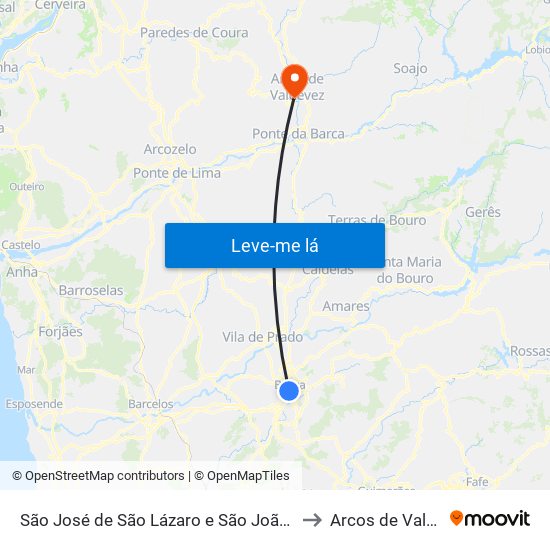 São José de São Lázaro e São João do Souto to Arcos de Valdevez map