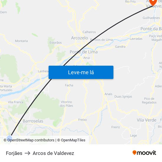 Forjães to Arcos de Valdevez map