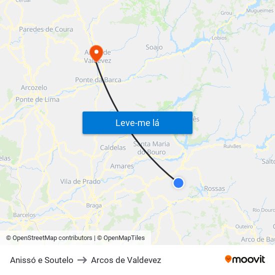 Anissó e Soutelo to Arcos de Valdevez map