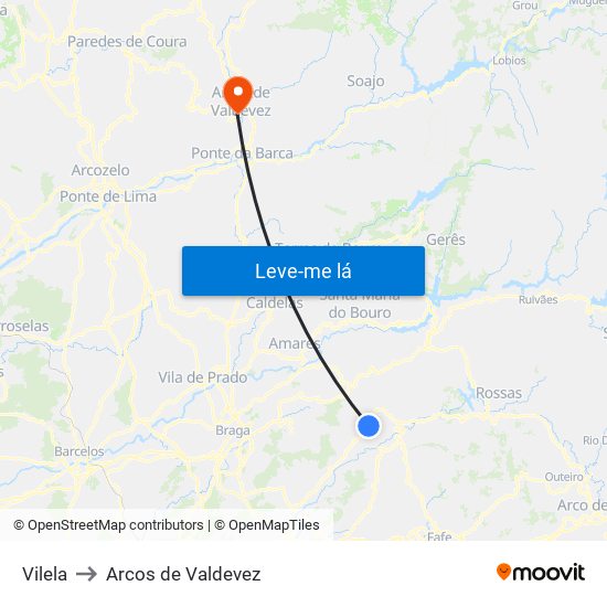 Vilela to Arcos de Valdevez map