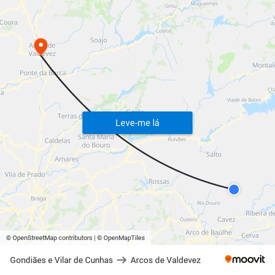 Gondiães e Vilar de Cunhas to Arcos de Valdevez map