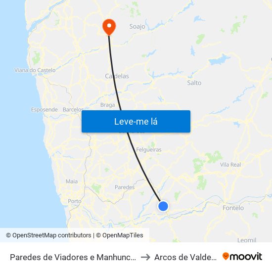 Paredes de Viadores e Manhuncelos to Arcos de Valdevez map
