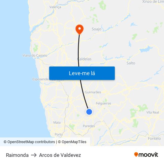Raimonda to Arcos de Valdevez map