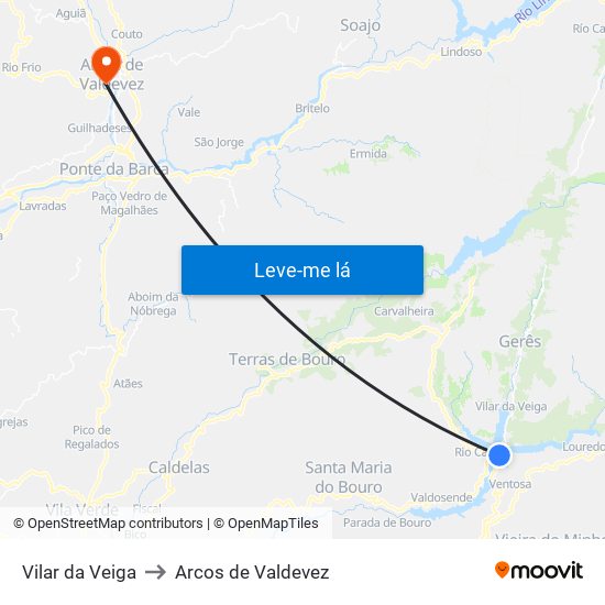 Vilar da Veiga to Arcos de Valdevez map