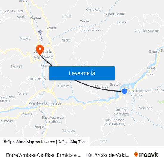 Entre Ambos-Os-Rios, Ermida e Germil to Arcos de Valdevez map