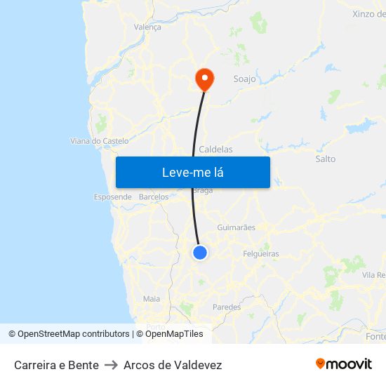 Carreira e Bente to Arcos de Valdevez map