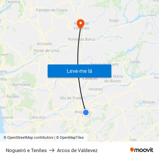 Nogueiró e Tenões to Arcos de Valdevez map