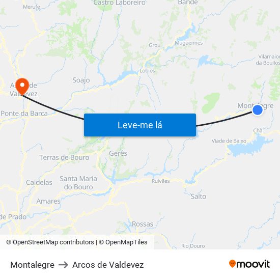 Montalegre to Arcos de Valdevez map