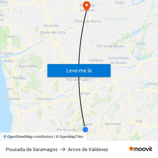 Pousada de Saramagos to Arcos de Valdevez map