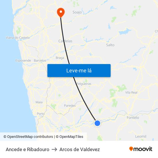 Ancede e Ribadouro to Arcos de Valdevez map