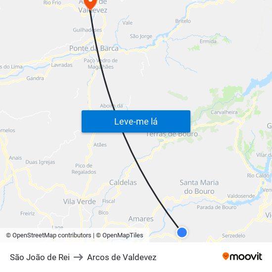 São João de Rei to Arcos de Valdevez map