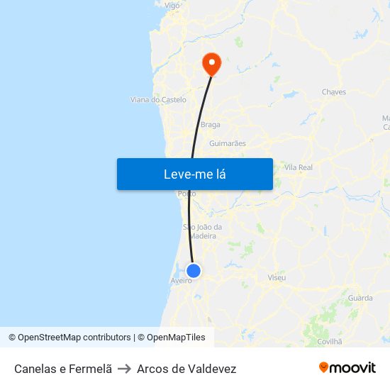 Canelas e Fermelã to Arcos de Valdevez map