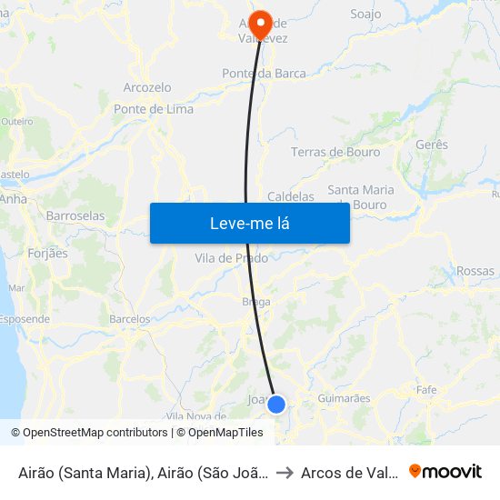 Airão (Santa Maria), Airão (São João) e Vermil to Arcos de Valdevez map