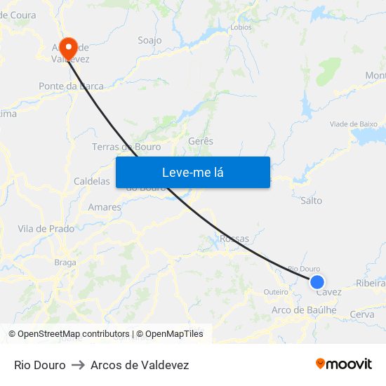 Rio Douro to Arcos de Valdevez map