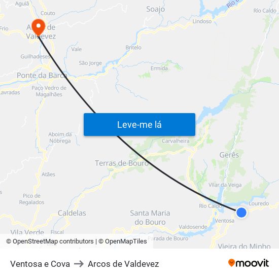 Ventosa e Cova to Arcos de Valdevez map