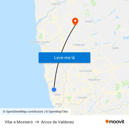 Vilar e Mosteiró to Arcos de Valdevez map