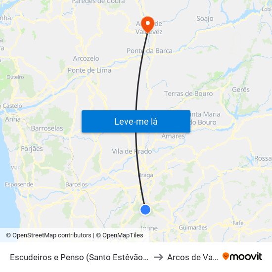 Escudeiros e Penso (Santo Estêvão e São Vicente) to Arcos de Valdevez map